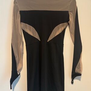 Elegant Black and Tan Long Sleeve Dress